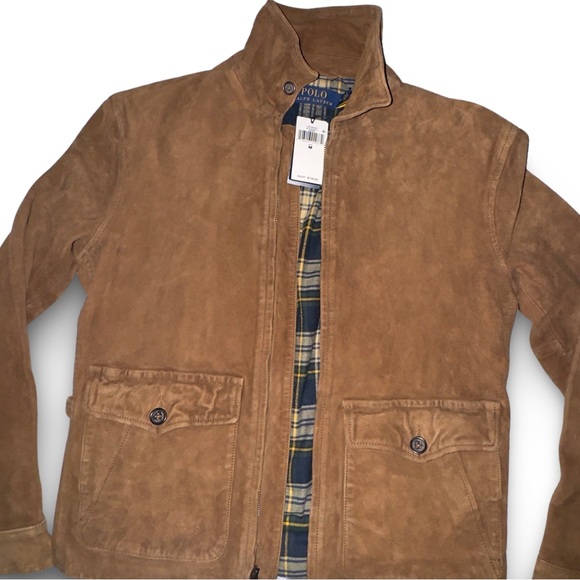 Polo by Ralph Lauren Irvin Goat Suede Bomber Jacket in Country Brown - Picture 4 of 11
